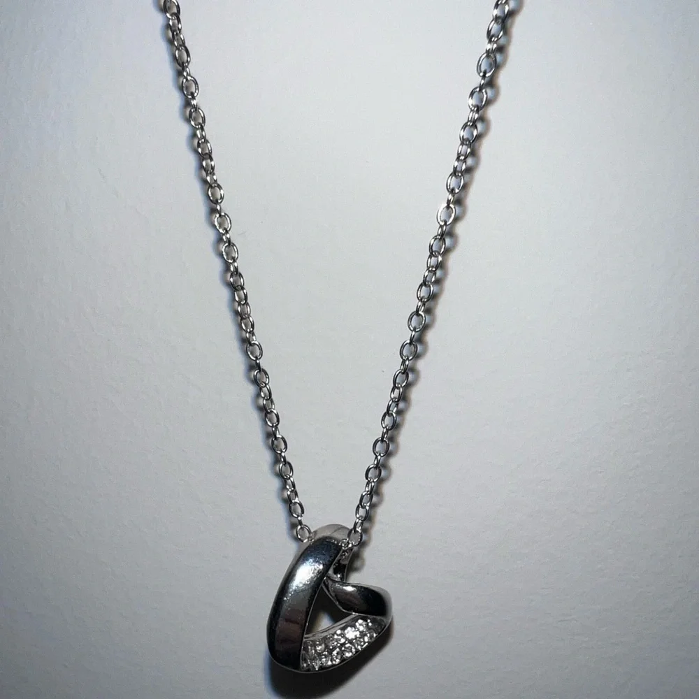 Silver Rhinestone Heart Shape Necklace